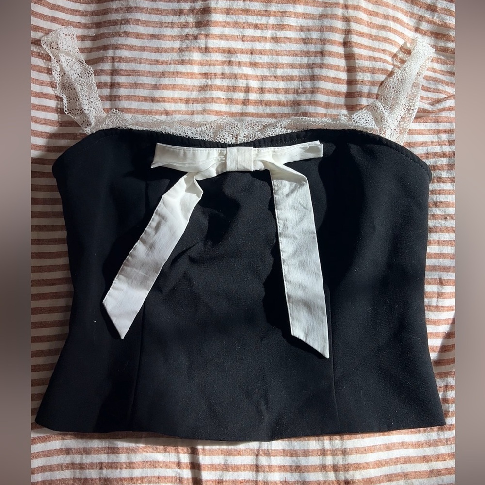 Corset top with lace trim